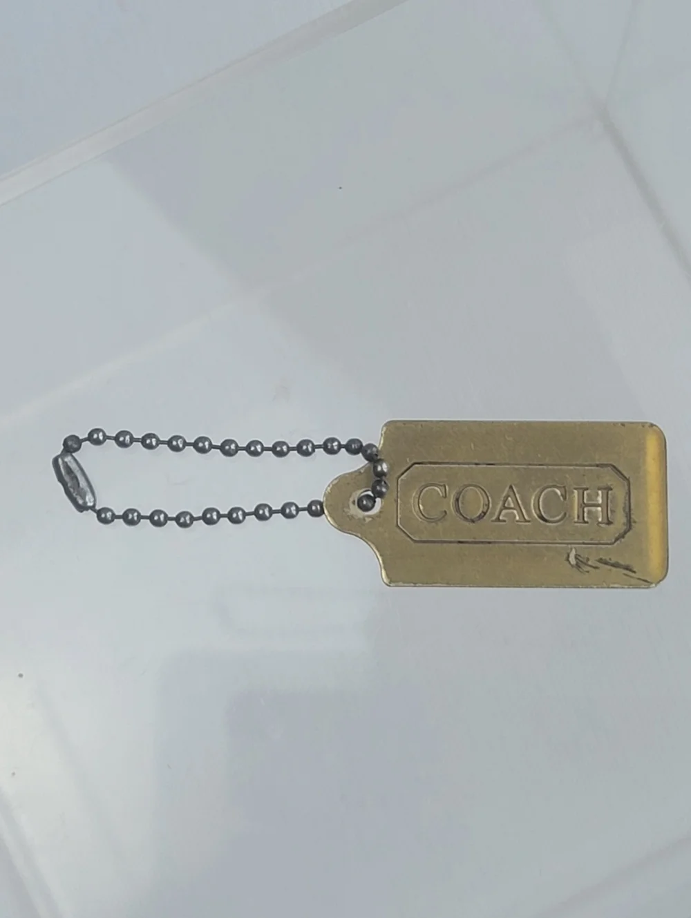 Coach Vintage Antique Brass-Tone Metal Key Chain Tag Fob Charm Hang Tag